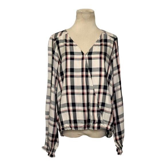 Sanctuary plaid long sleeves front crossed top size small - Picture 7 of 11